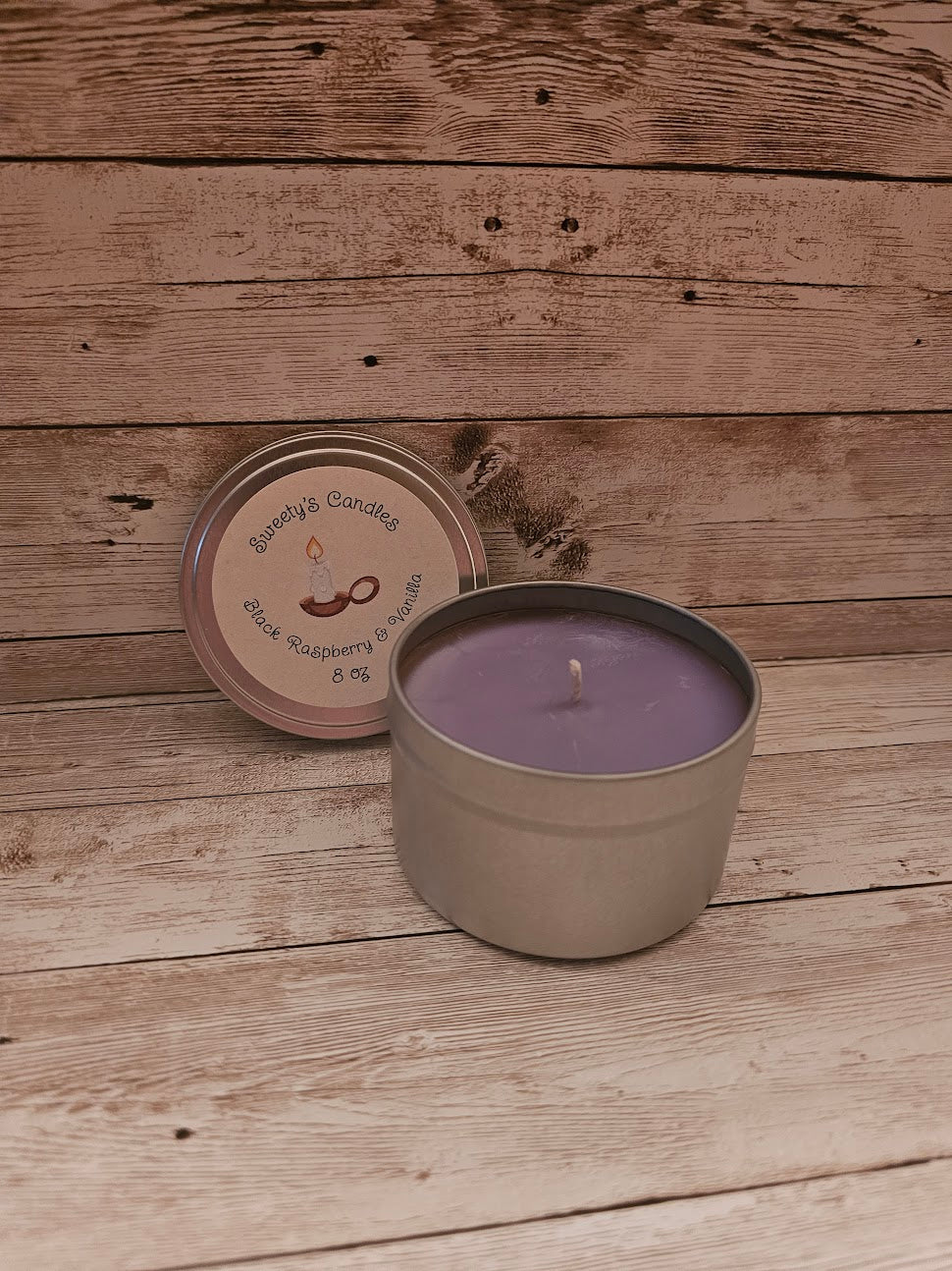 Black Raspberry & Vanilla 8 oz Tin Candle